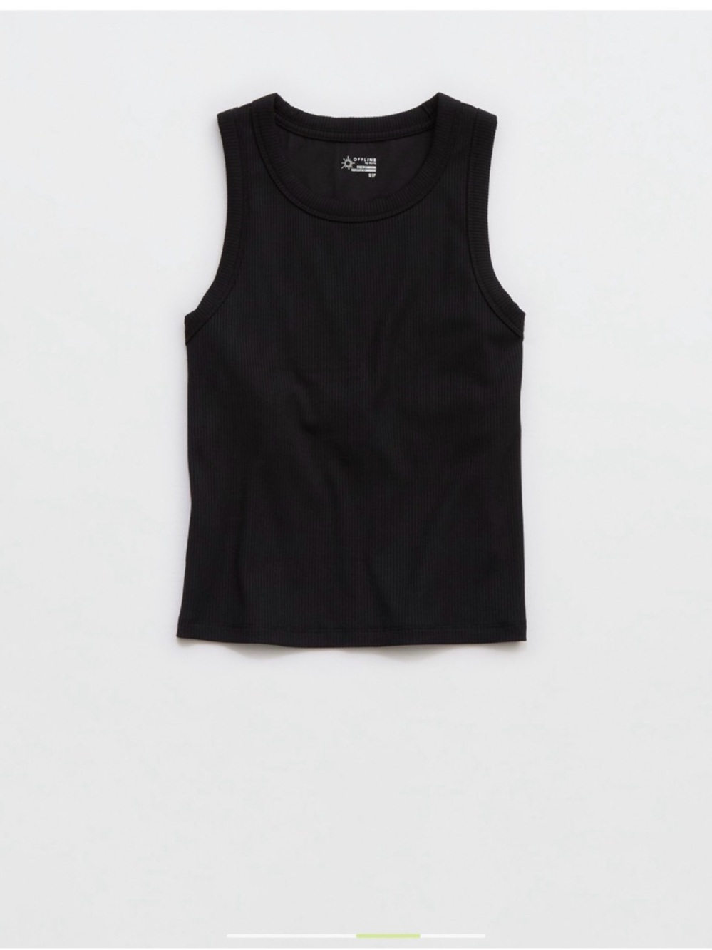 NWT Offline by Aerie Thumbs Up Cropped Ribbed Tank Black XL Built-In Shelf Bra - Picture 1 of 12